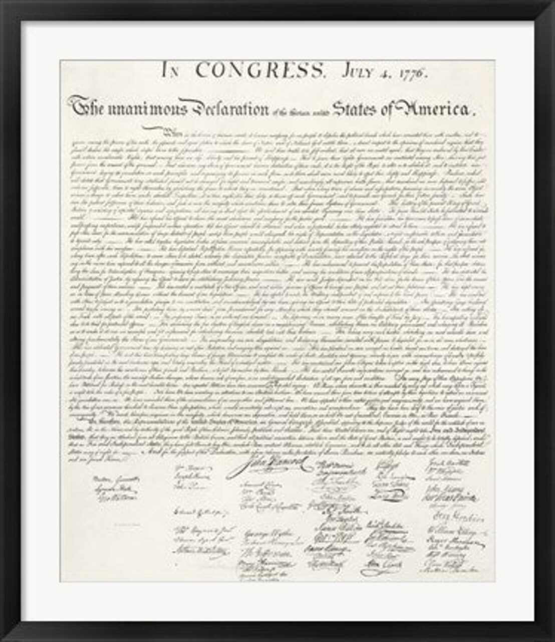 Framed Art Declaration of Independence Wall Decor 18x24 Artwork